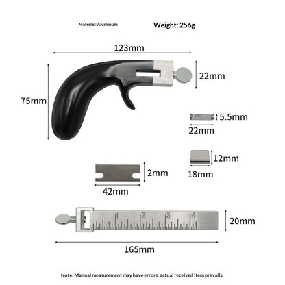 Leather cutting tool, aluminum handle leather strip cutting machine, stainless steel specification leather strip cutting tool+two blades, with DIY leather craft accessories