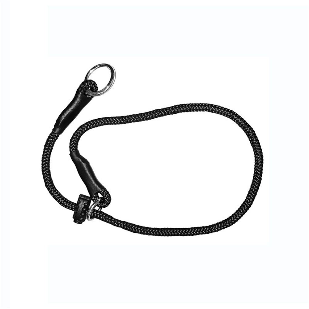 Slip ring black pet training P-chain explosion-proof drawstring with limiter, medium and large dog training rope( 40CM)