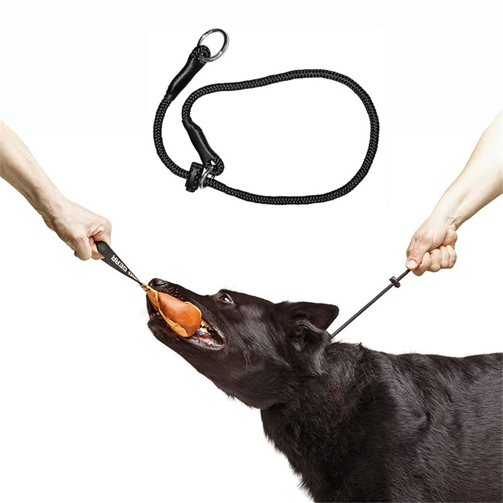 Slip ring black pet training P-chain explosion-proof drawstring with limiter, medium and large dog training rope( 40CM)