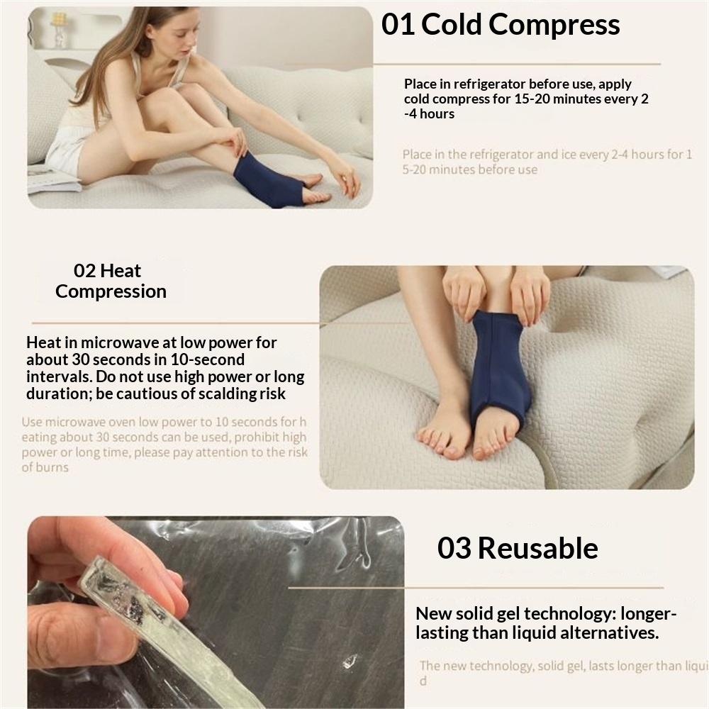 Ankle Ice Pack to Wrap Swelling Reusable Hot and Cold Therapy Ankle Ice Pack for Relief of Ankle Sprains Achilles Tendonitis and Foot Inflammation 1 Pcs black