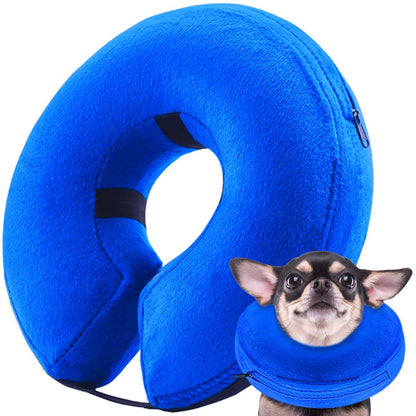 Inflatable Dog Cone Collar Alternative, Soft Dog Cone for Small Medium Large Dogs and Cats, Neck Recovery Donut Collar After Surgery (M, Blue)