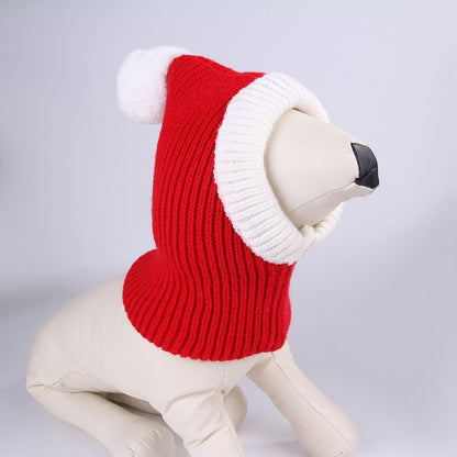 Christmas Dog Hat Costume for Large Medium Dog Warm Winter Dog Hat Neck Ear Warmer Headband Protector for Golden Retriever Labrador (M  red)