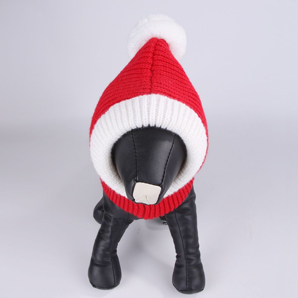 Christmas Dog Hat Costume for Large Medium Dog Warm Winter Dog Hat Neck Ear Warmer Headband Protector for Golden Retriever Labrador (M  red)