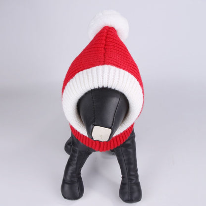 Christmas Dog Hat Costume for Large Medium Dog Warm Winter Dog Hat Neck Ear Warmer Headband Protector for Golden Retriever Labrador (M  red)