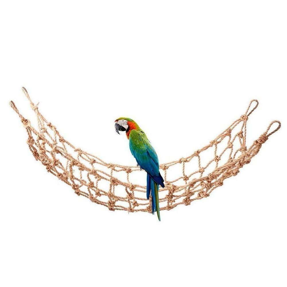 1PCS Parrots Climbing Net, Medium Large Size Parrots Hemp Rope Hanging Swing Bird Game Cage Toy Accessories  M 40*40cm