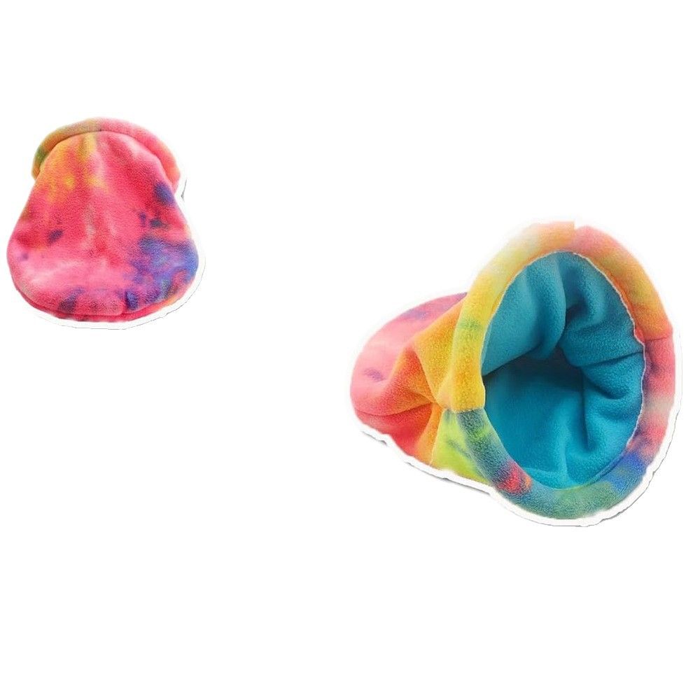 Guinea Pig Hideout, Bunny Hideaway, Rabbit Bed, Polar Fleece Small Animal Hideout for Guinea Pig Cage, Bunny Enrichment, Rat & Chinchilla Habitat Accessory（Colorful Rainbow）large size