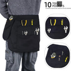 Tool Apron Half Canvas Apron With Muti-Pockets for Home Garden Painting Crafting Woodworking black（Only apron）