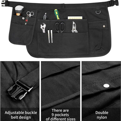 Tool Apron Half Canvas Apron With Muti-Pockets for Home Garden Painting Crafting Woodworking black（Only apron）