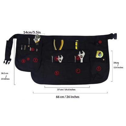Tool Apron Half Canvas Apron With Muti-Pockets for Home Garden Painting Crafting Woodworking black（Only apron）