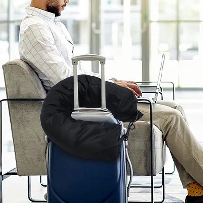 Stuffable Neck Pillow Travel Storage Bag for Airplanes with Clothes,Fits 3+ Days of Travel Essentials, No Filler (Black)