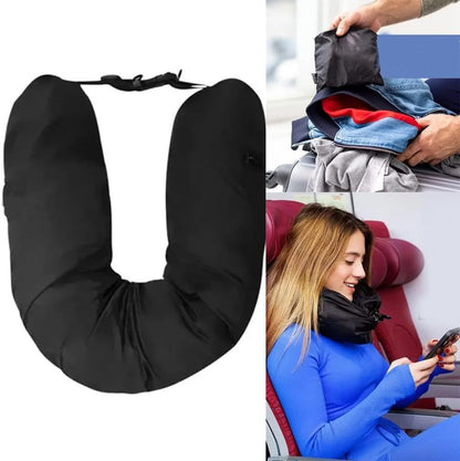Stuffable Neck Pillow Travel Storage Bag for Airplanes with Clothes,Fits 3+ Days of Travel Essentials, No Filler (Black)