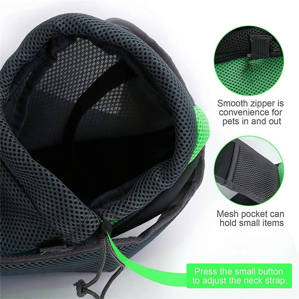 Pet Sling Carrier for Small Dogs & Cats – Hands-Free Puppy Carrier with Safety Hook, Large Zipper Pocket, Soft Breathable Mesh, Adjustable Strap & Reflective Strip (green small size)