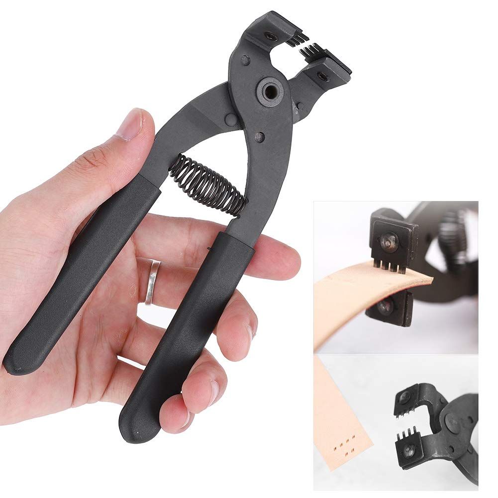 Leather Piercer Leather Craft Hole Punch Tools Hand-Held Silent Pliers Diamond Sewing Stitching Chisel Pricking Iron 4mm (4 Teeth)