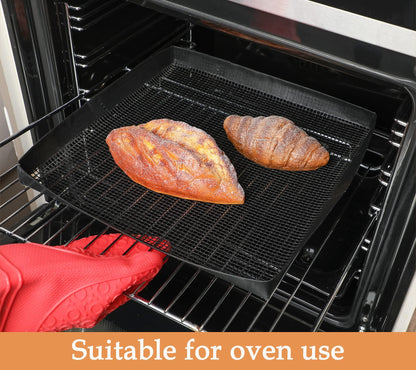 BBQ Grilling Mesh Basket 2 Pcs (12x12") - Heavy Duty Non Stick Reusable Basket for Indoor Cooking & Outdoor Barbecue Grilling - Raised Sides Keeps Food In- Great for Holiday Dinner & Xmas Gift