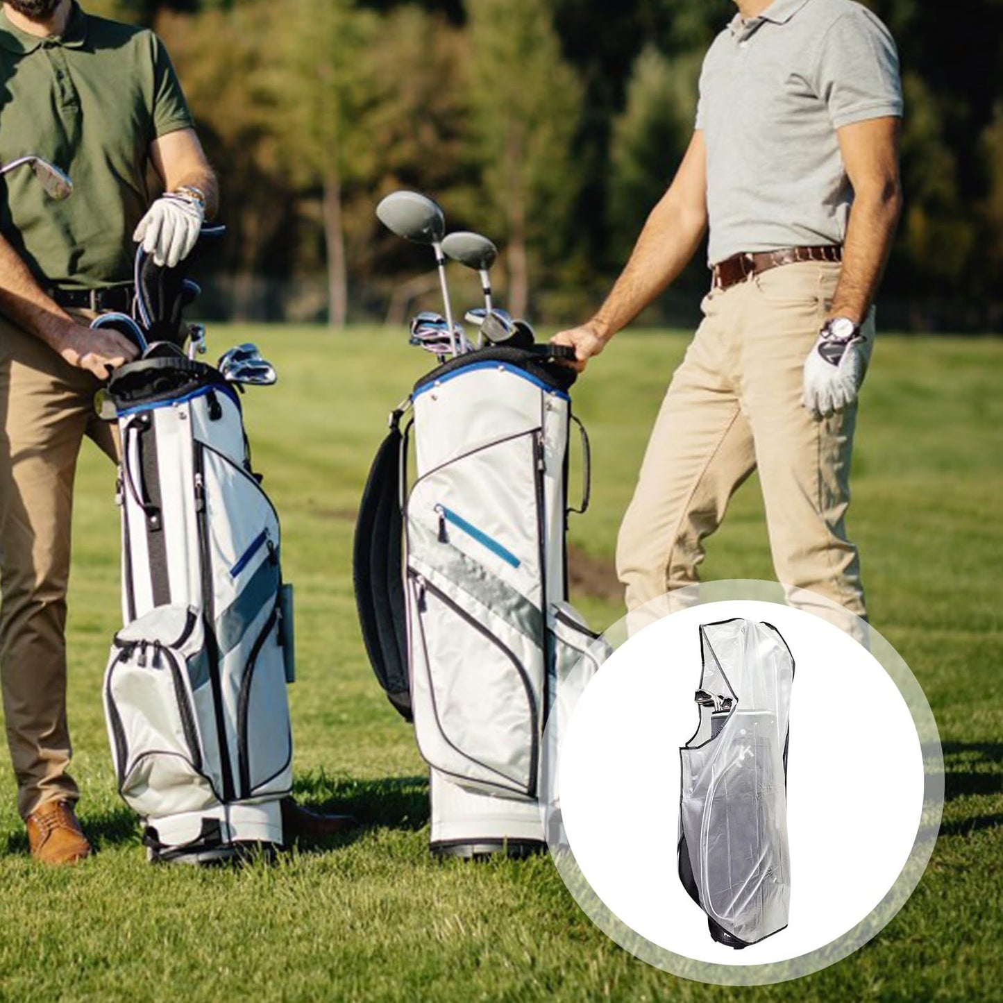 Golf Bag Rain Cover,Waterproof Hood Golf Bag Rain Protection Covers for Golf Push Carts Transparent Cart Bag Rain Hood, PVC Practical Rainproof Bag Cover