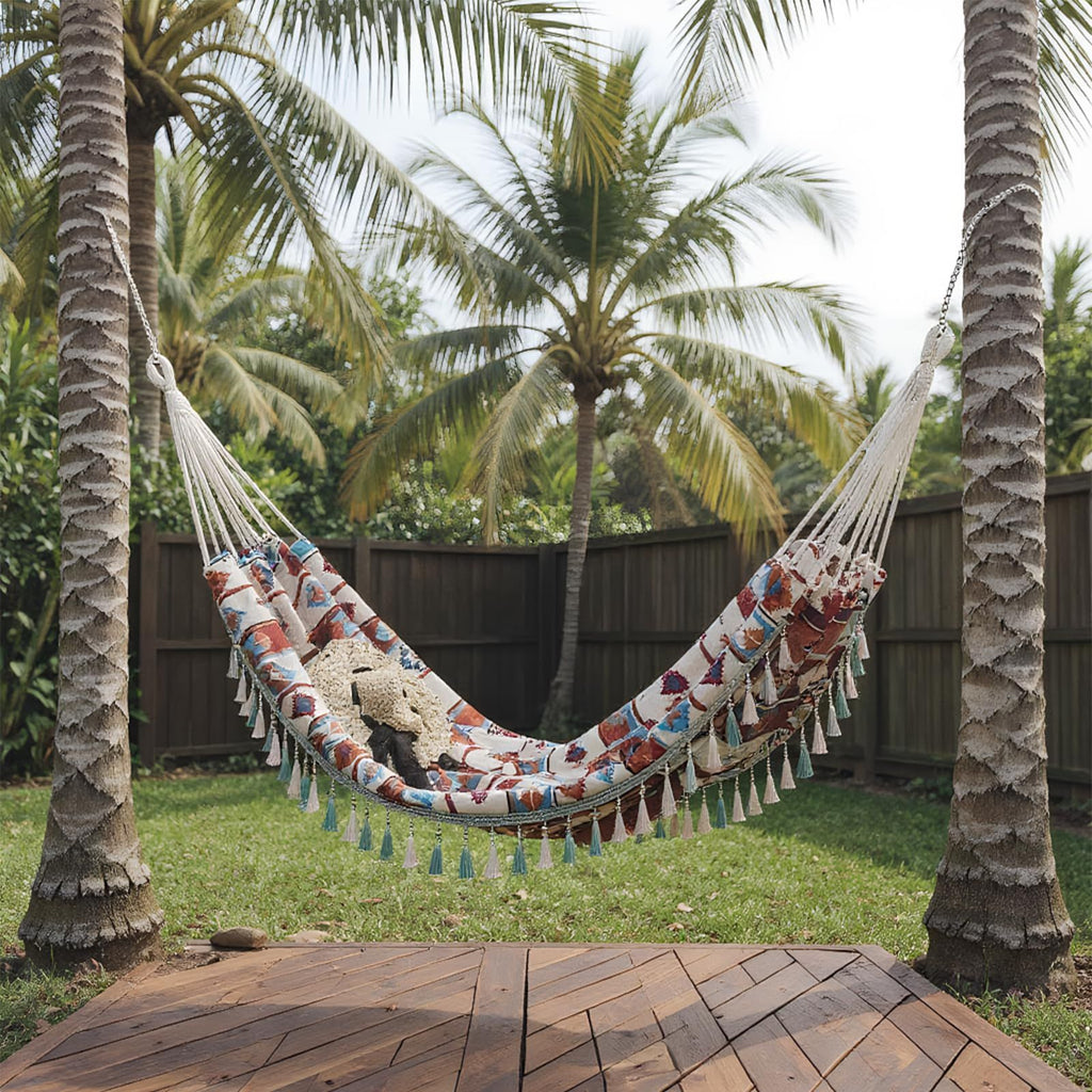 Backyard Hammock with Tassels,Garden Hammocks with Portable Carry,Bag Deluxe Fringe for Patio,Garden,Backyard,Beach,Outdoor and Indoor Porch Fabric