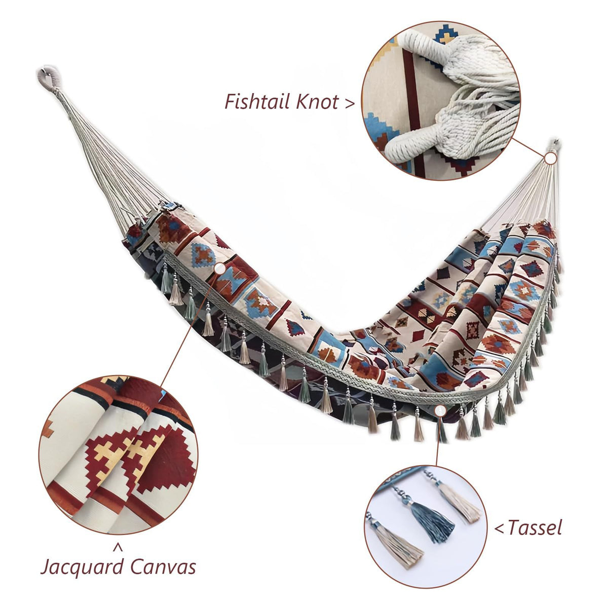 Backyard Hammock with Tassels,Garden Hammocks with Portable Carry,Bag Deluxe Fringe for Patio,Garden,Backyard,Beach,Outdoor and Indoor Porch Fabric