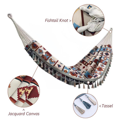 Backyard Hammock with Tassels,Garden Hammocks with Portable Carry,Bag Deluxe Fringe for Patio,Garden,Backyard,Beach,Outdoor and Indoor Porch Fabric