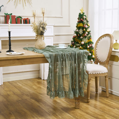 Green Floral Embroidered Lace Square Tablecloth 55”x55” Vintage Table Cover (Green, 55”x55”, Square)