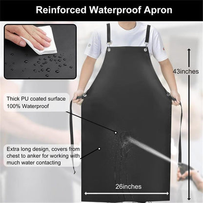 Waterproof Rubber Apron, Anti-Tear Heavy Duty Vinyl Adjustable Thicker Cross Back Dishwasher Apron for Restaurant Dishwashing, Butcher, Lab Work, Dog Grooming Black