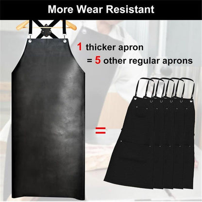 Waterproof Rubber Apron, Anti-Tear Heavy Duty Vinyl Adjustable Thicker Cross Back Dishwasher Apron for Restaurant Dishwashing, Butcher, Lab Work, Dog Grooming Black