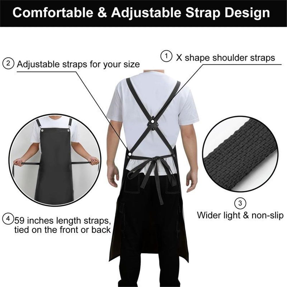 Waterproof Rubber Apron, Anti-Tear Heavy Duty Vinyl Adjustable Thicker Cross Back Dishwasher Apron for Restaurant Dishwashing, Butcher, Lab Work, Dog Grooming Black