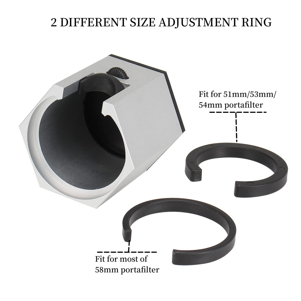 Espresso Tamping Station, Coffee Portafilter Holder, Aluminum Alloy Stand for Most 51mm, 53mm, 54mm, 58mm Coffee Portafilter (Hexagon,Silver)