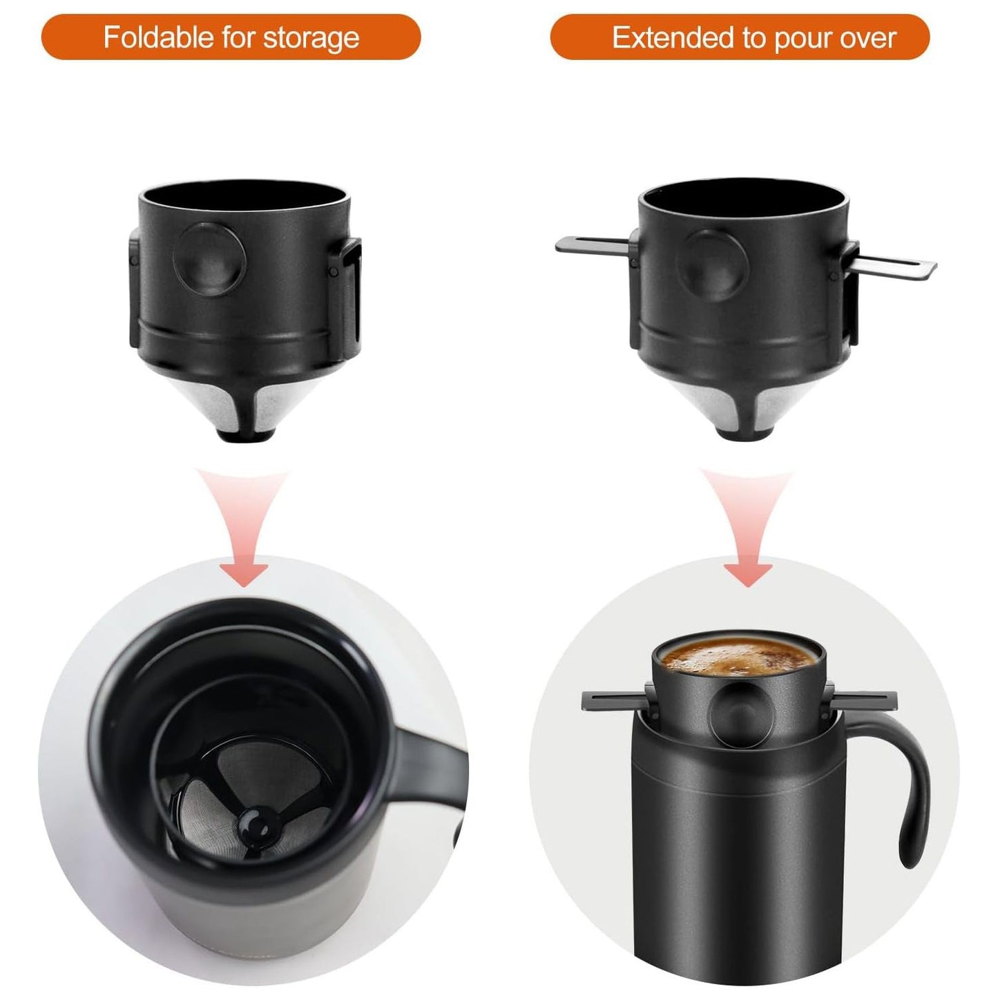 3pcs Camping Coffee Maker Pour Over Coffee Maker Set，Camp Pour Over Set，Portable Coffee Kit for Travel, Camping, Offices, Backpacking