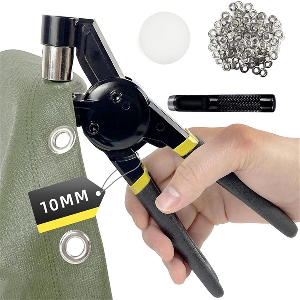Heavy Duty Grommet Tool Kit Die and 300 Sets of 10MM Grommets,Handheld Manual Eyelet Tool Rivet Press Punch Pliers for Leather Canvas Fabric