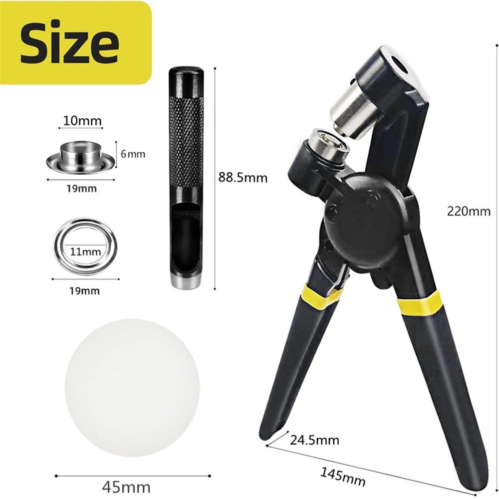 Heavy Duty Grommet Tool Kit Die and 300 Sets of 10MM Grommets,Handheld Manual Eyelet Tool Rivet Press Punch Pliers for Leather Canvas Fabric