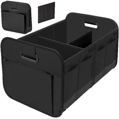 Trunk Organizer For Car, Suv, Truck | Premium Adjustable Multi Compartments Collapsible Car Trunk Organizer (Large Size, Black)