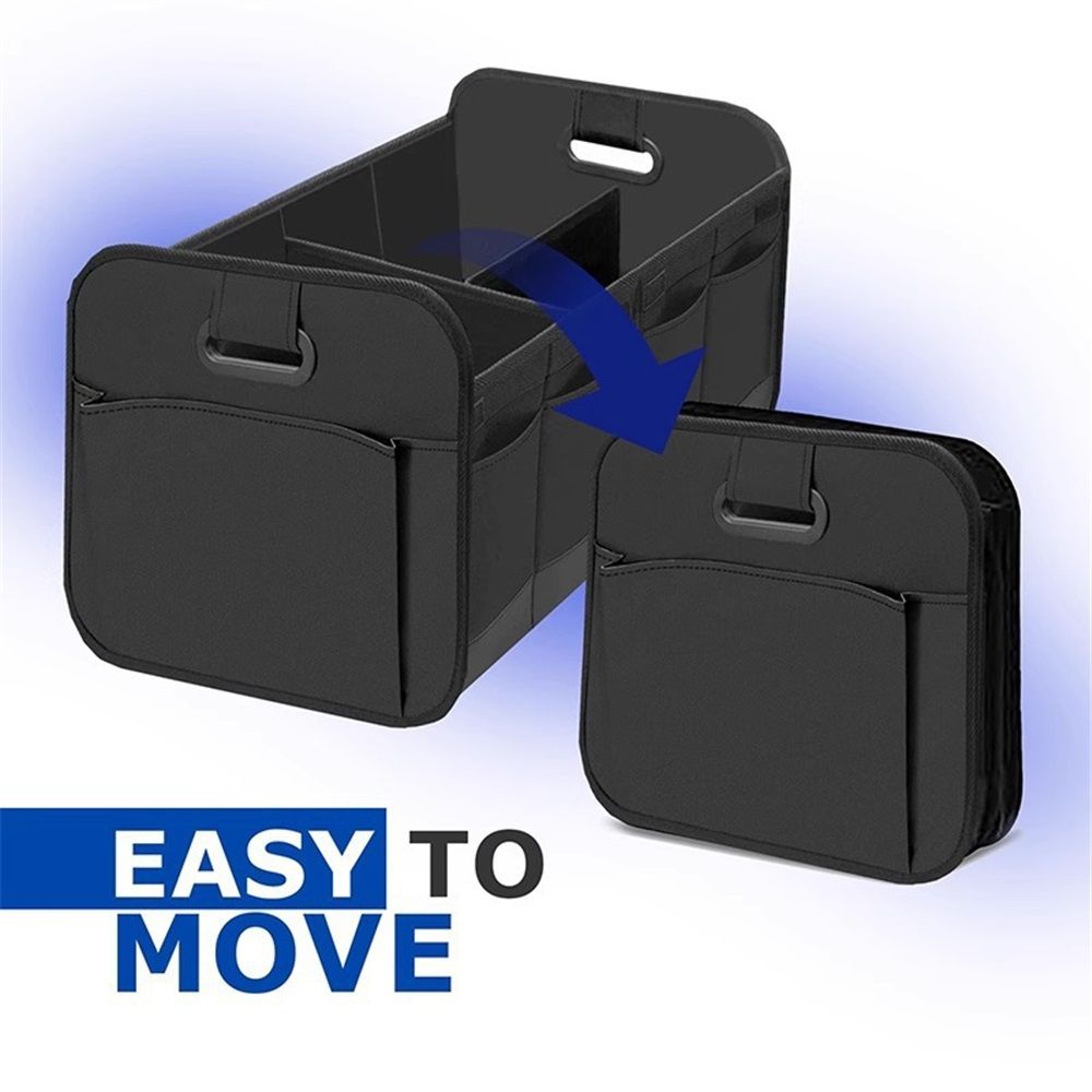 Trunk Organizer For Car, Suv, Truck | Premium Adjustable Multi Compartments Collapsible Car Trunk Organizer (Large Size, Black)