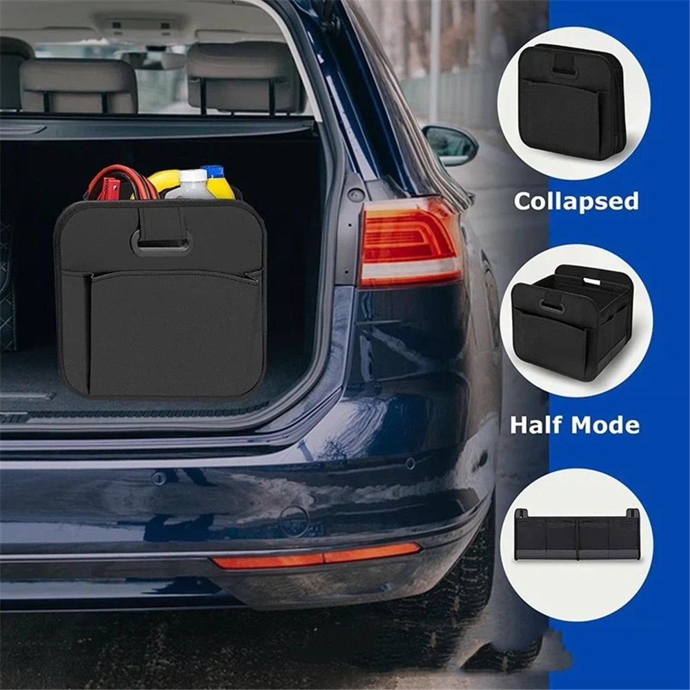 Trunk Organizer For Car, Suv, Truck | Premium Adjustable Multi Compartments Collapsible Car Trunk Organizer (Large Size, Black)