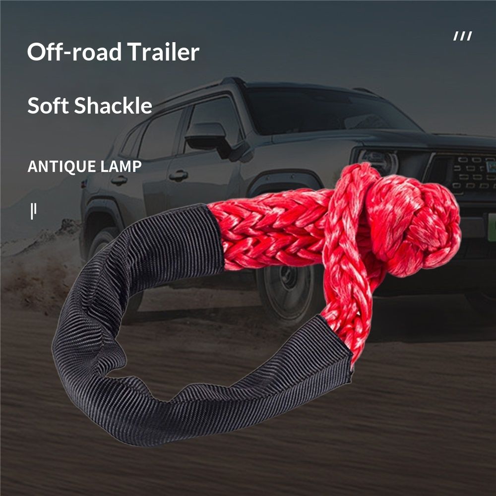 2 Pack Red Soft Shackle Breaking Strength  with Protective Sleeve for Off-Road Sailing Trucks UTV Synthetic Road Recovery Rope Soft Shackle for Recovery