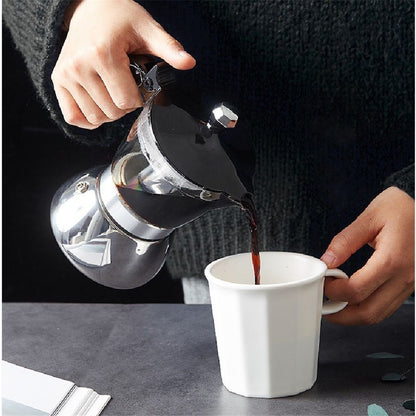 Strong Coffee Maker, Moka Pot Premium Crystal Shape Top Coffee,   4 cup, Classic Italian coffee maker for Coffee Lover