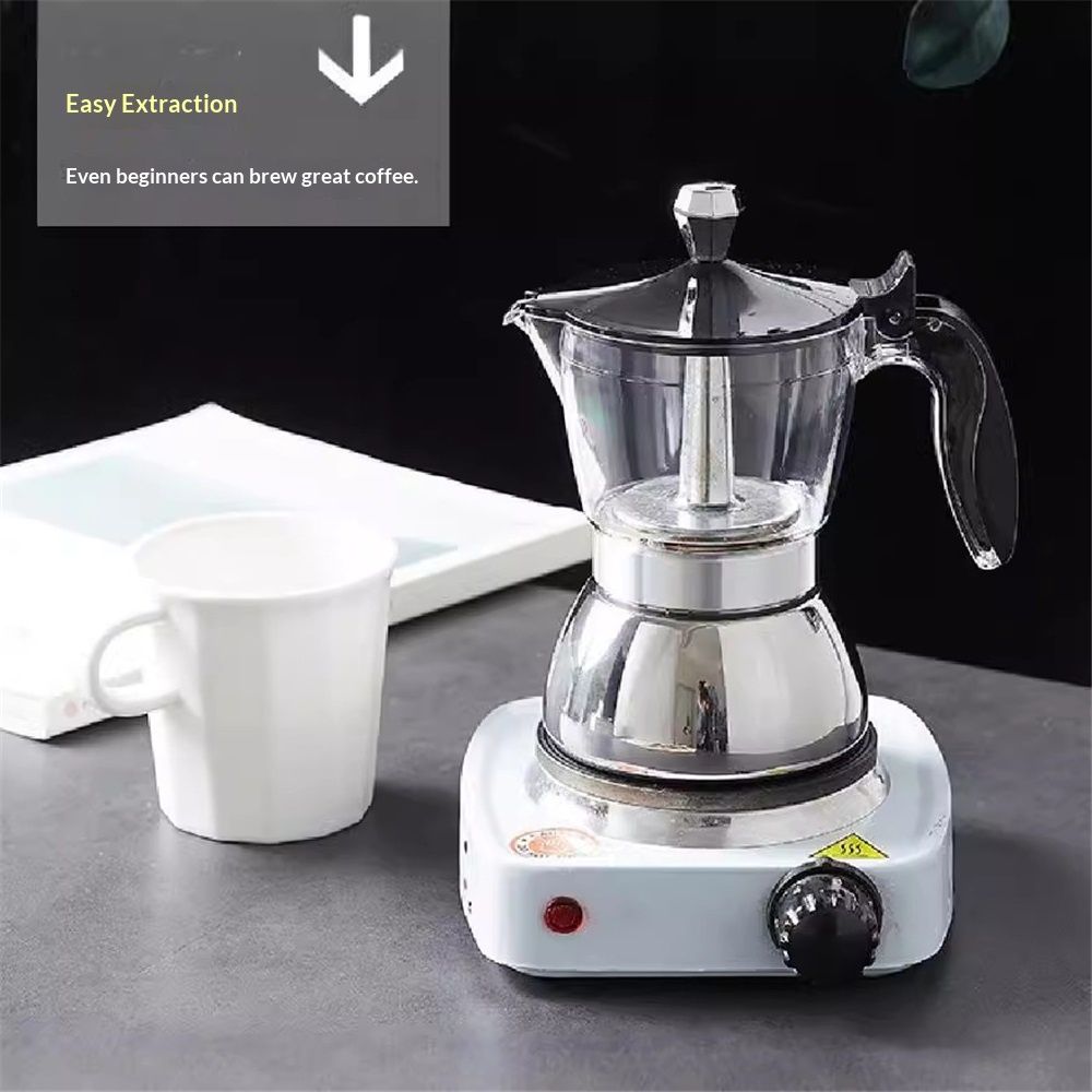 Strong Coffee Maker, Moka Pot Premium Crystal Shape Top Coffee,   4 cup, Classic Italian coffee maker for Coffee Lover