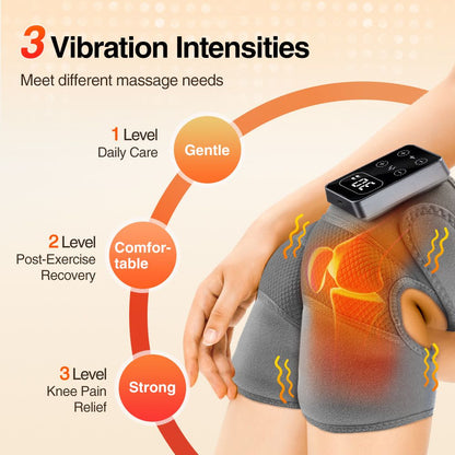 Heated Knee Massager Shoulder Heating Pads Elbow Brace 3 in 1 with Vibration, Cordless Rechargeable Heating Knee Warmers Wrap for Shoulder Elbow Knee Stress Relief（1 pcs）