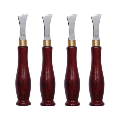 4 PCS Leather Edge Creaser,1.0/1.5/2.0/2.5mm Professional Leather Tool,Edge Creaser Stainless Steel Red Wood Handle Tool for Beginners DIY Leather Craft