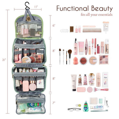 Toiletry Bag for Women, Travel Toiletry Bag Makeup Cosmetic Bag with Hanging Hook, Water-resistant for Toiletries Accessories Brushes Sponge
