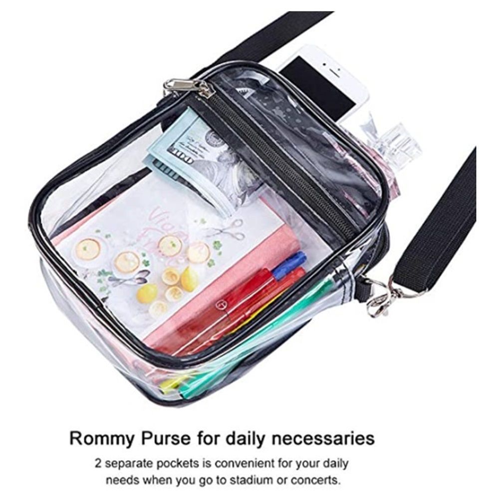 Clear Crossbody Purse Bag, Clear Bag Stadium with Front Pocket for Concerts Sports Festivals (Transparent )