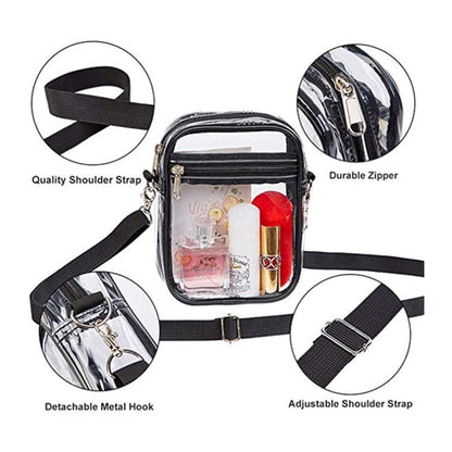 Clear Crossbody Purse Bag, Clear Bag Stadium with Front Pocket for Concerts Sports Festivals (Transparent )
