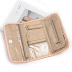 Travel Jewelry Case Organizer, Medium Foldable Storage Roll for Earrings, Necklaces, Rings, Bracelets, Brooches, pink（Excluding jewelry）