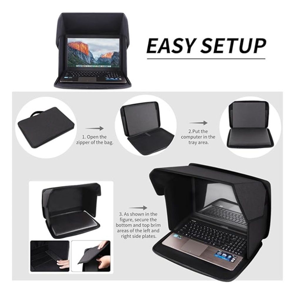 Laptop Sun Shade,Lightweight Laptop Sun Glare Shield Privacy Cover for Working Outside,Computer Privacy Hood Foldable and Portable Shield Cover Computer Hood Outside Glare 12-14''Pat