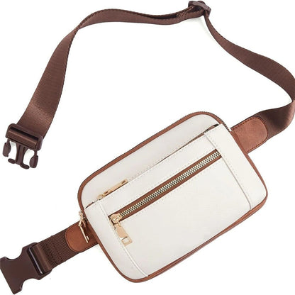 Packs for Women Cross Body Leather Belt Bag Fashionable with Adjustable Strap, Adjustable Strap Fashion Leather Waist Packs, Beige Brown