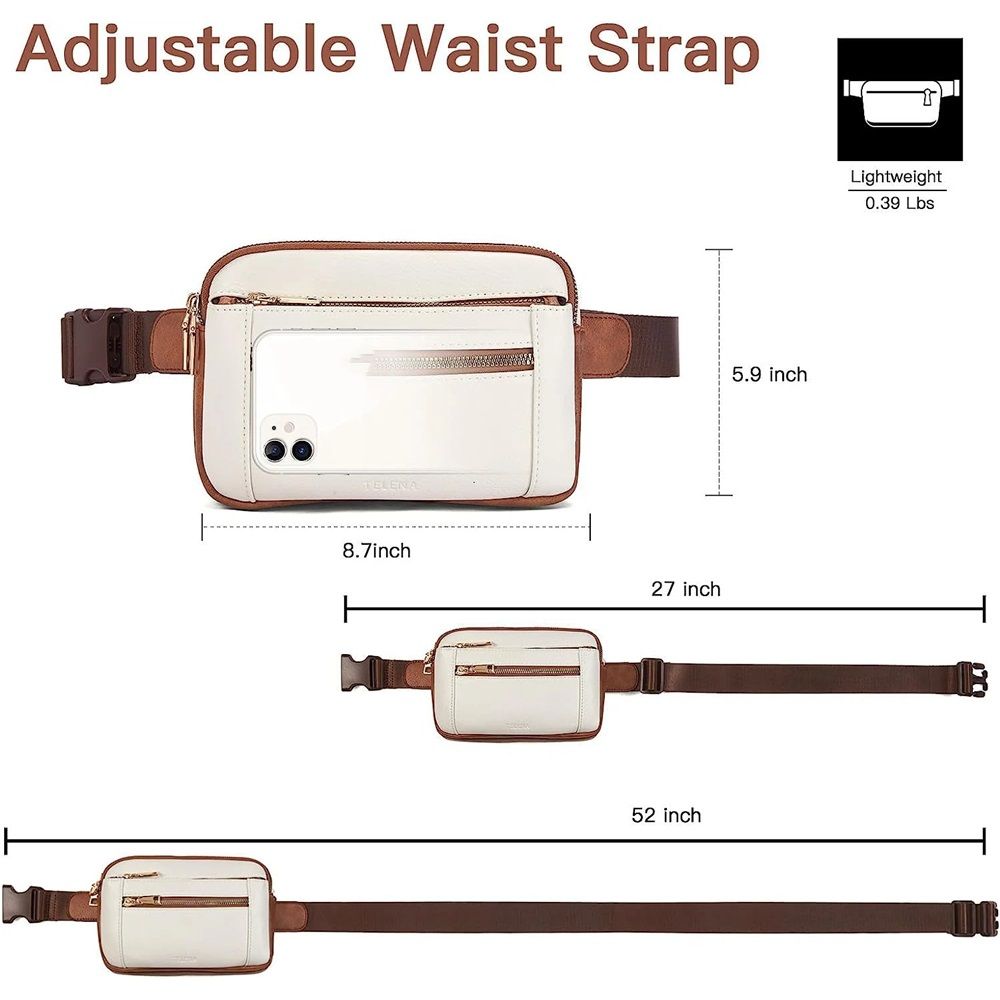 Packs for Women Cross Body Leather Belt Bag Fashionable with Adjustable Strap, Adjustable Strap Fashion Leather Waist Packs, Beige Brown