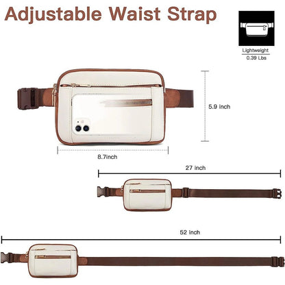 Packs for Women Cross Body Leather Belt Bag Fashionable with Adjustable Strap, Adjustable Strap Fashion Leather Waist Packs, Beige Brown