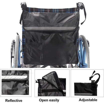 Wheelchair Pouch Bag, Wheelchair Backpack Pockets Wheelchair Bags to Hang on Back Rollator Bag Carry Accessories Storage Bag