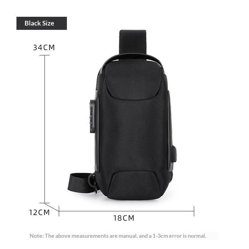 Anti-theft Sling Bag Business Men Bag Chest Crossbody bags with USB Charging Port Waterproof Small Backpack for Outdoor Work Hiking Running Sport Travel Bag Sports Car Styling black