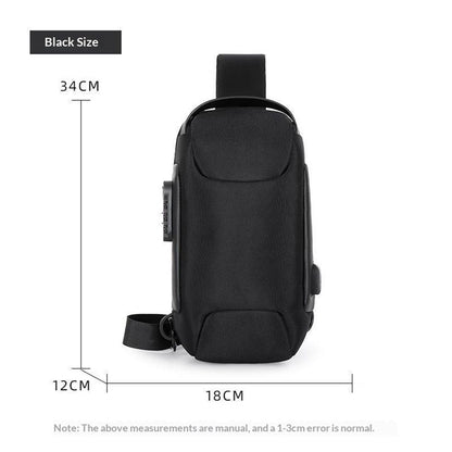 Anti-theft Sling Bag Business Men Bag Chest Crossbody bags with USB Charging Port Waterproof Small Backpack for Outdoor Work Hiking Running Sport Travel Bag Sports Car Styling black