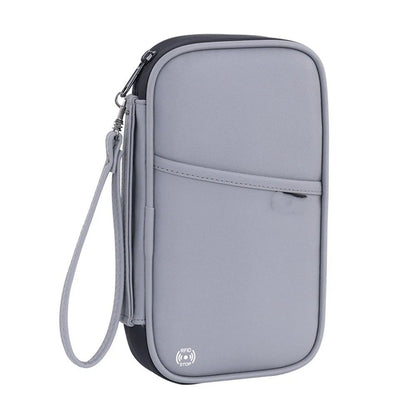 Travel Passport Wallet, Family Passport Holder, Trip Document Organizer, Cover Lightweight Portable Document Organizer with Wrist Strap (Grey)